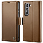 For Samsung Galaxy S21 FE 5G Leather Case CASEME 023 RFID Blocking 3 Card Slot Mobile Cover