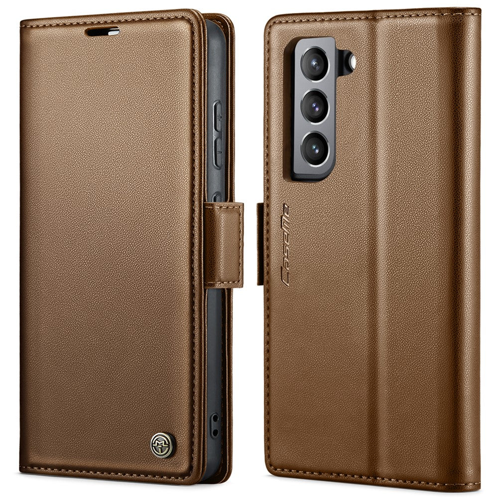 For Samsung Galaxy S21 FE 5G Leather Case CASEME 023 RFID Blocking 3 Card Slot Mobile Cover
