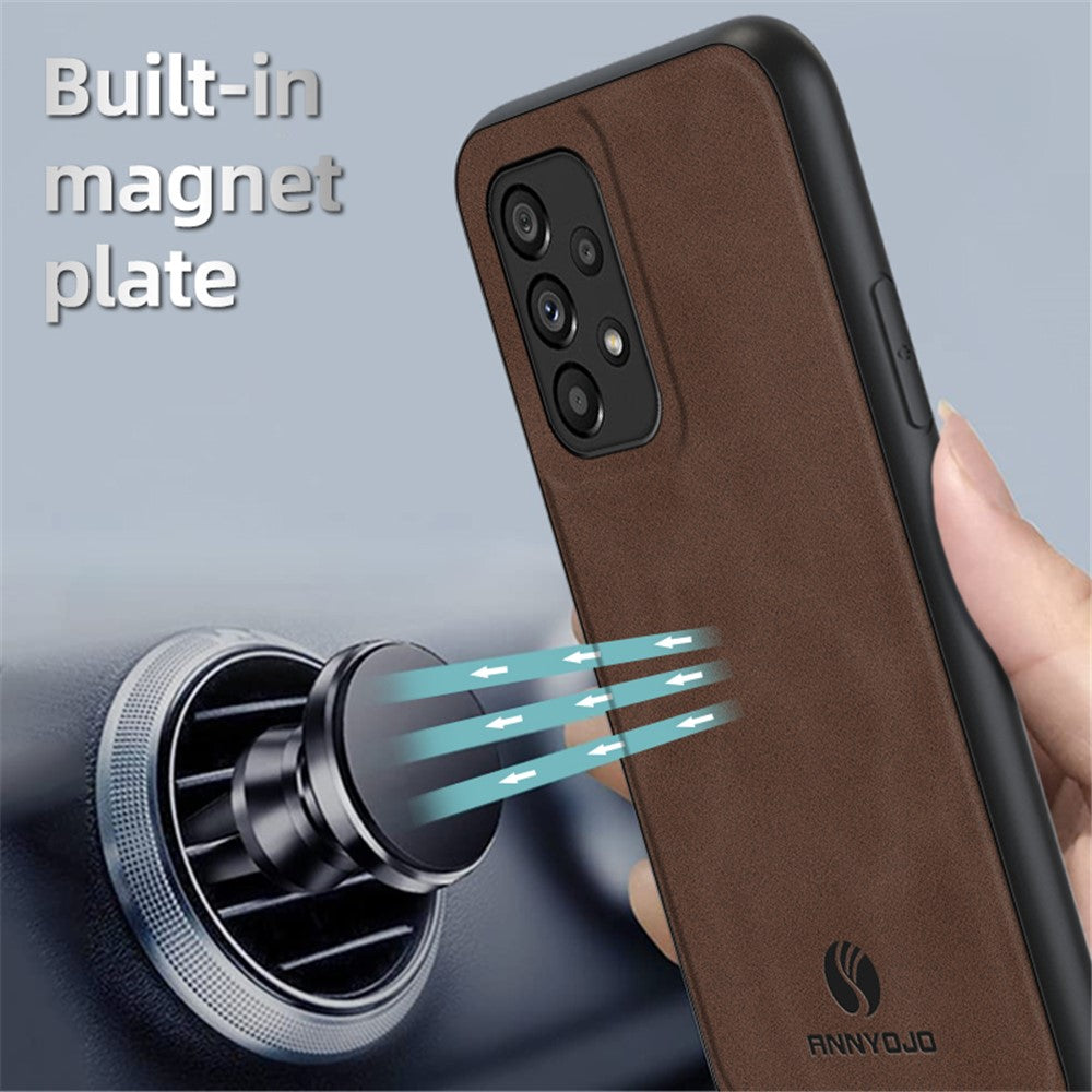 ANNYOJO For Samsung Galaxy A53 5G PU Leather Coated PC+TPU Cover Anti-scratch Phone Case