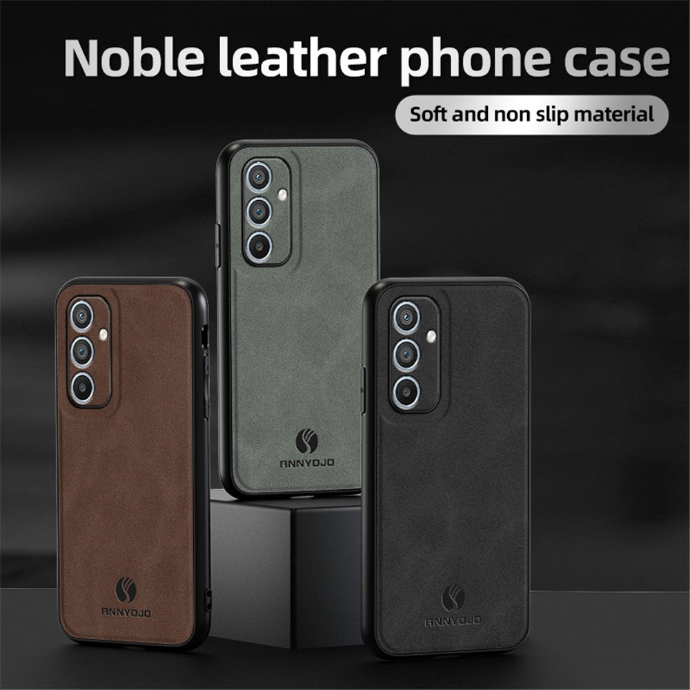 ANNYOJO Til Samsung Galaxy A34 5G telefoncover PU-læderbelagt PC+TPU etui understøtter magnetisk bilholder