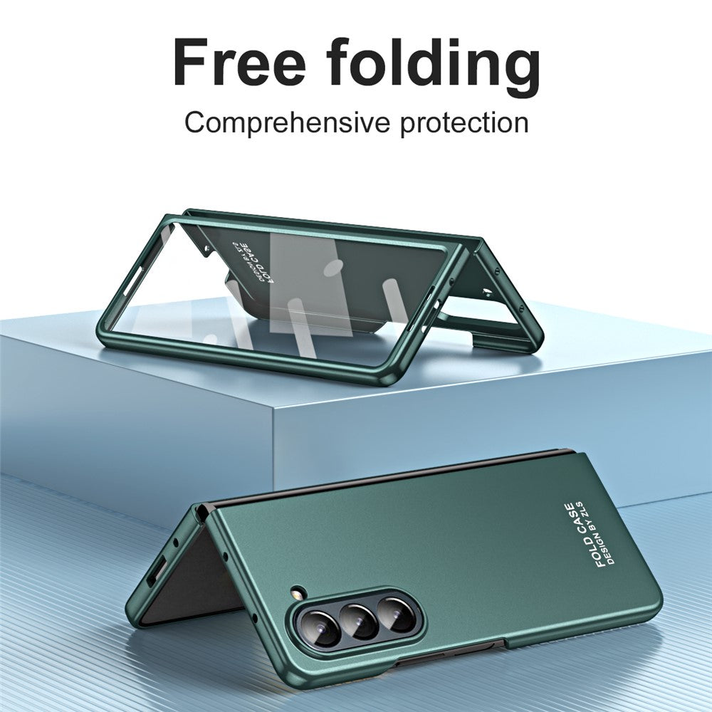 For Samsung Galaxy Z Fold5 5G Phone Case Hard PC Scratch Resistant Cover with Tempered Glass Film
