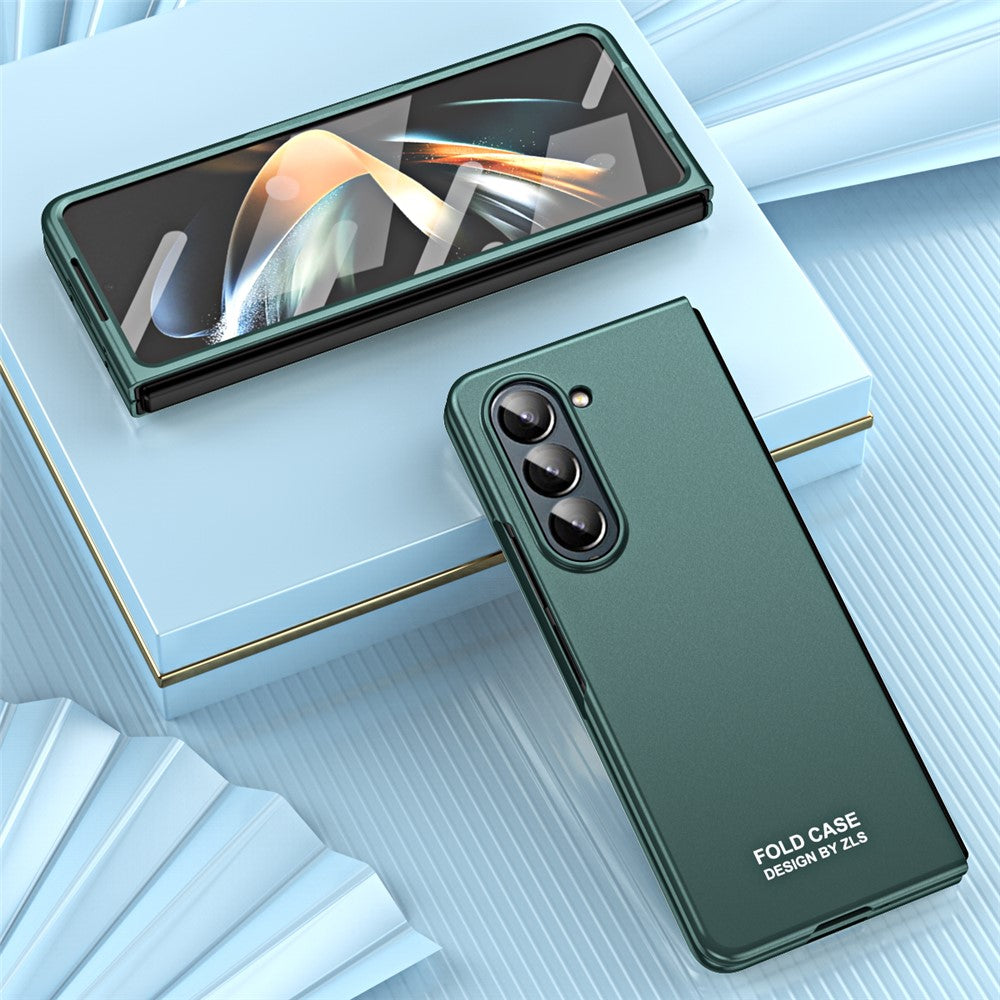 For Samsung Galaxy Z Fold5 5G Phone Case Hard PC Scratch Resistant Cover with Tempered Glass Film