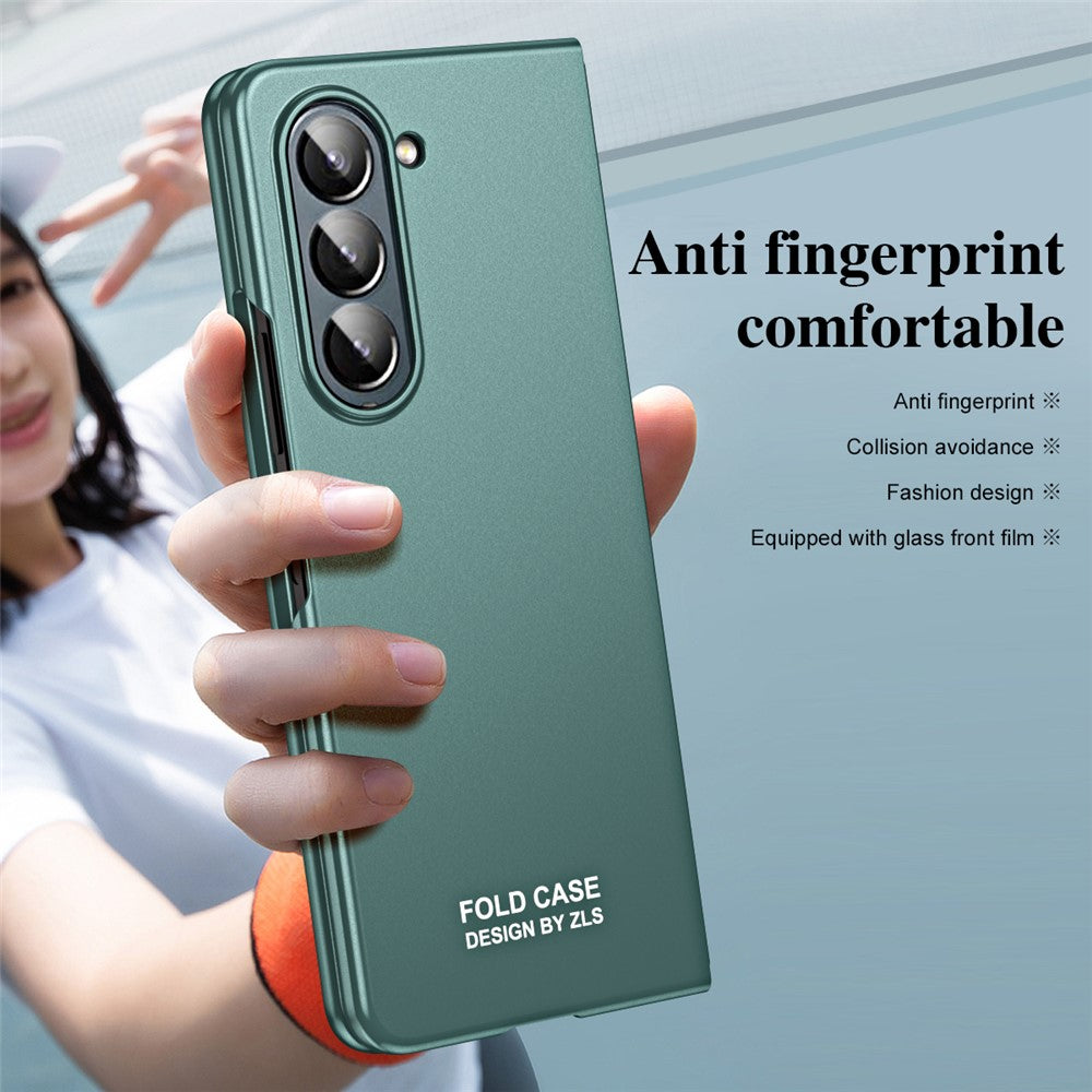 For Samsung Galaxy Z Fold5 5G Phone Case Hard PC Scratch Resistant Cover with Tempered Glass Film