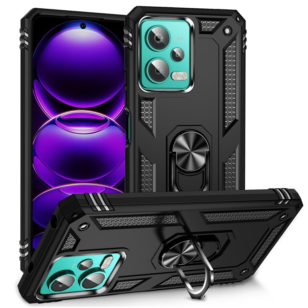 Xiaomi Redmi Note 12 4G Stödmobilskal PC+TPU-skydd med inbyggd magnetisk hållare Metallplåt