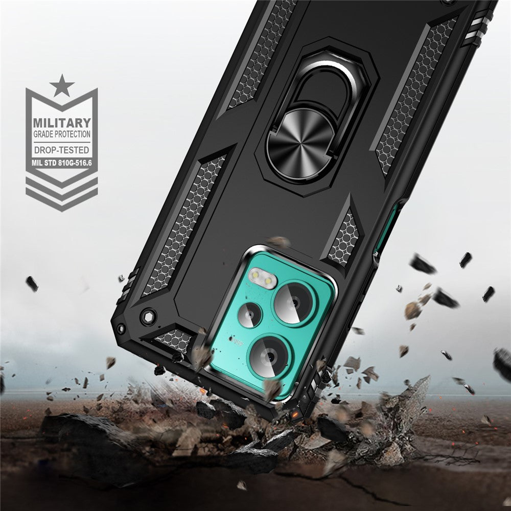 Xiaomi Redmi Note 12 4G støttende mobilcover i PC+TPU med indbygget magnetisk holder og metalplade