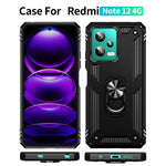Xiaomi Redmi Note 12 4G støttende mobilcover i PC+TPU med indbygget magnetisk holder og metalplade