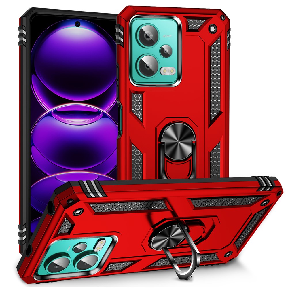 Xiaomi Redmi Note 12 4G Stödmobilskal PC+TPU-skydd med inbyggd magnetisk hållare Metallplåt