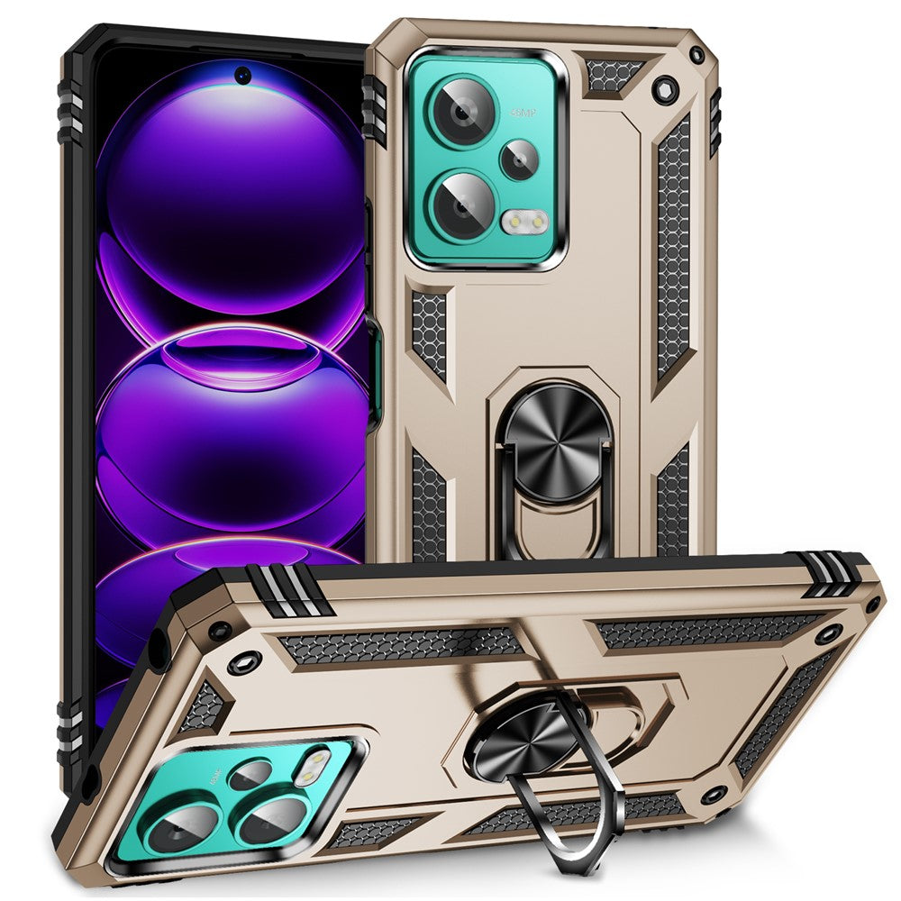 Xiaomi Redmi Note 12 4G Stödmobilskal PC+TPU-skydd med inbyggd magnetisk hållare Metallplåt