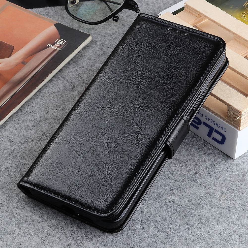 For iPhone 15 Pro Crazy Horse Texture Flip Wallet Case PU Leather Stand Phone Cover
