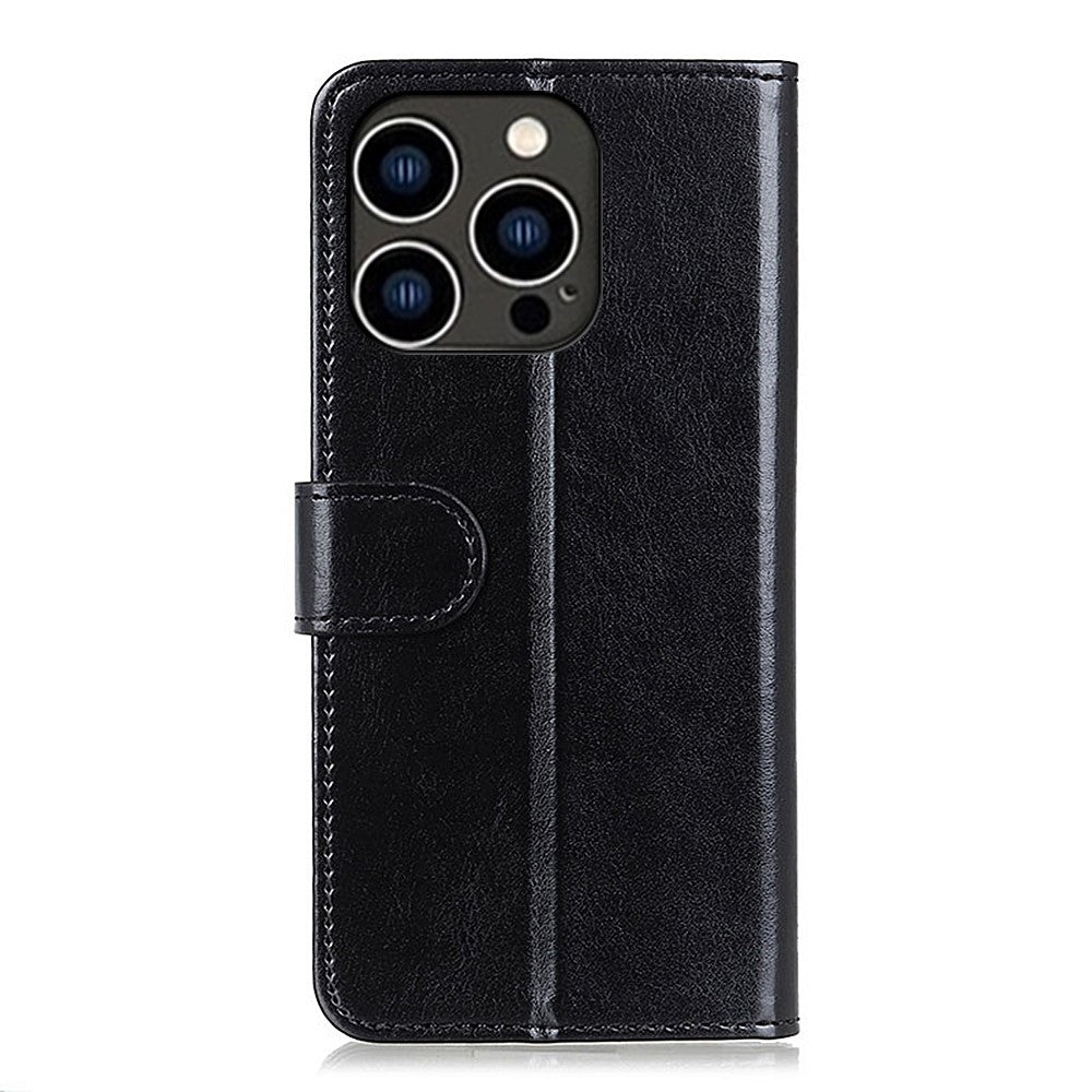 For iPhone 15 Pro Crazy Horse Texture Flip Wallet Case PU Leather Stand Phone Cover