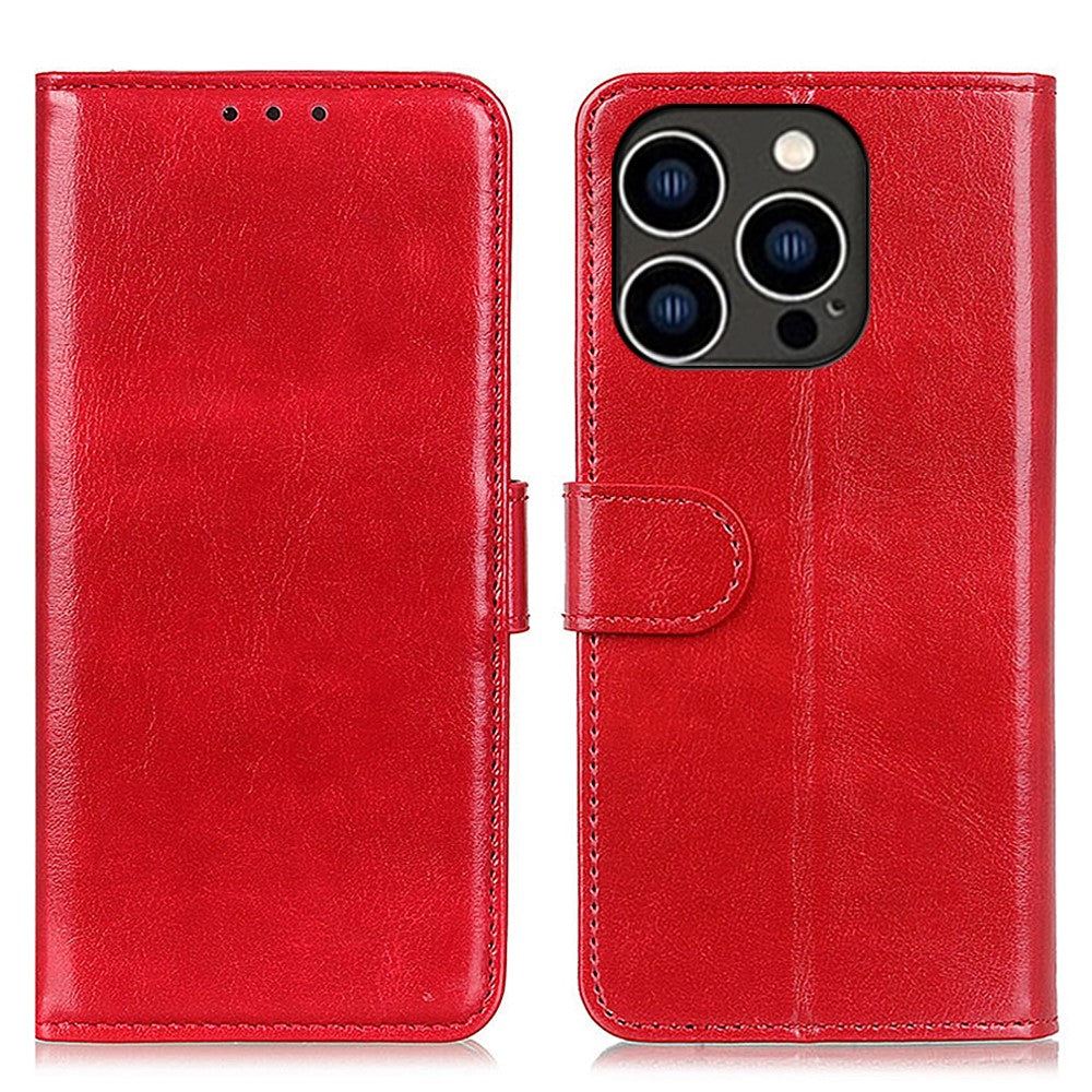 For iPhone 15 Pro Crazy Horse Texture Flip Wallet Case PU Leather Stand Phone Cover