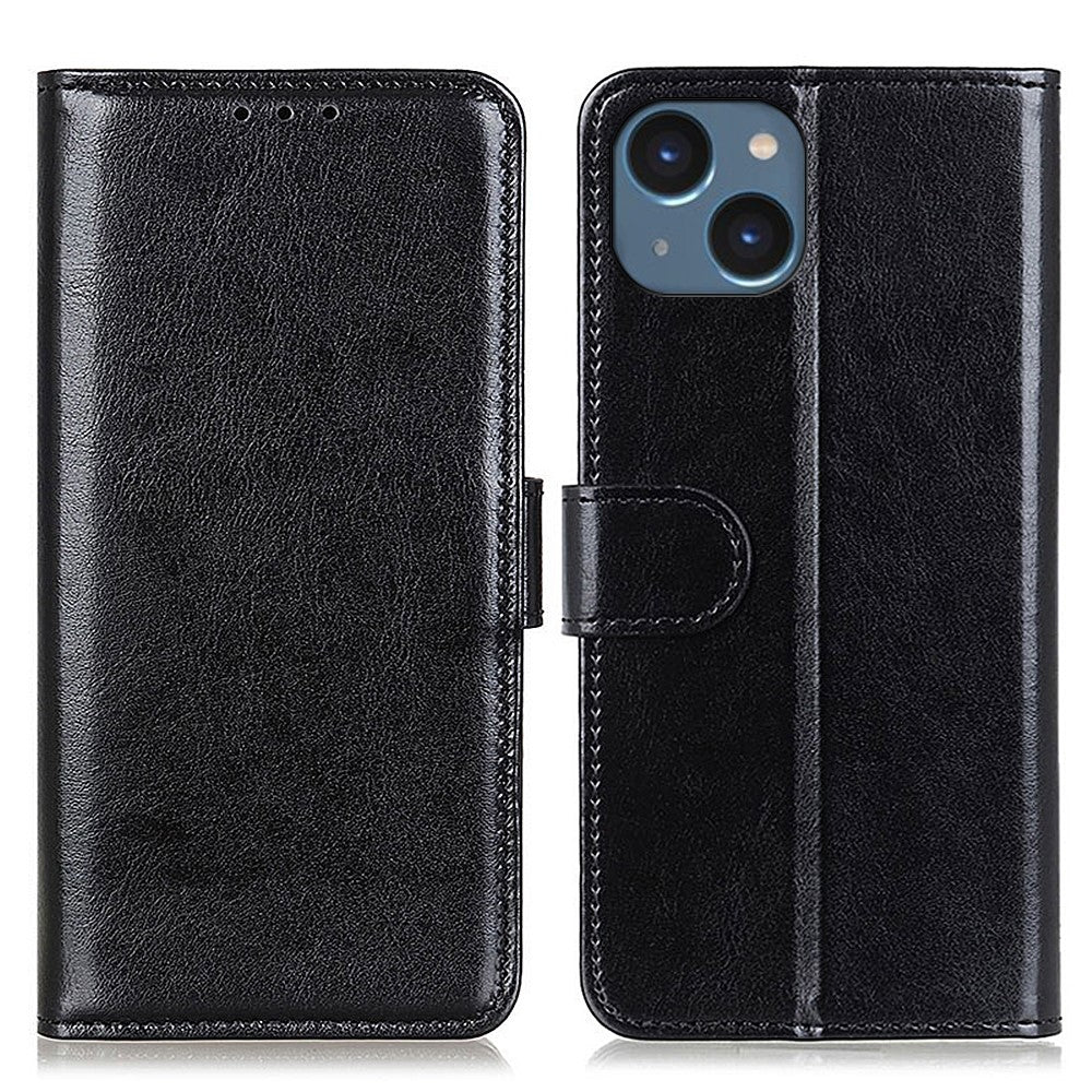 Cell Phone Case Wallet for iPhone 15 , Anti-Scratch Crazy Horse Texture PU Leather Stand Phone Cover