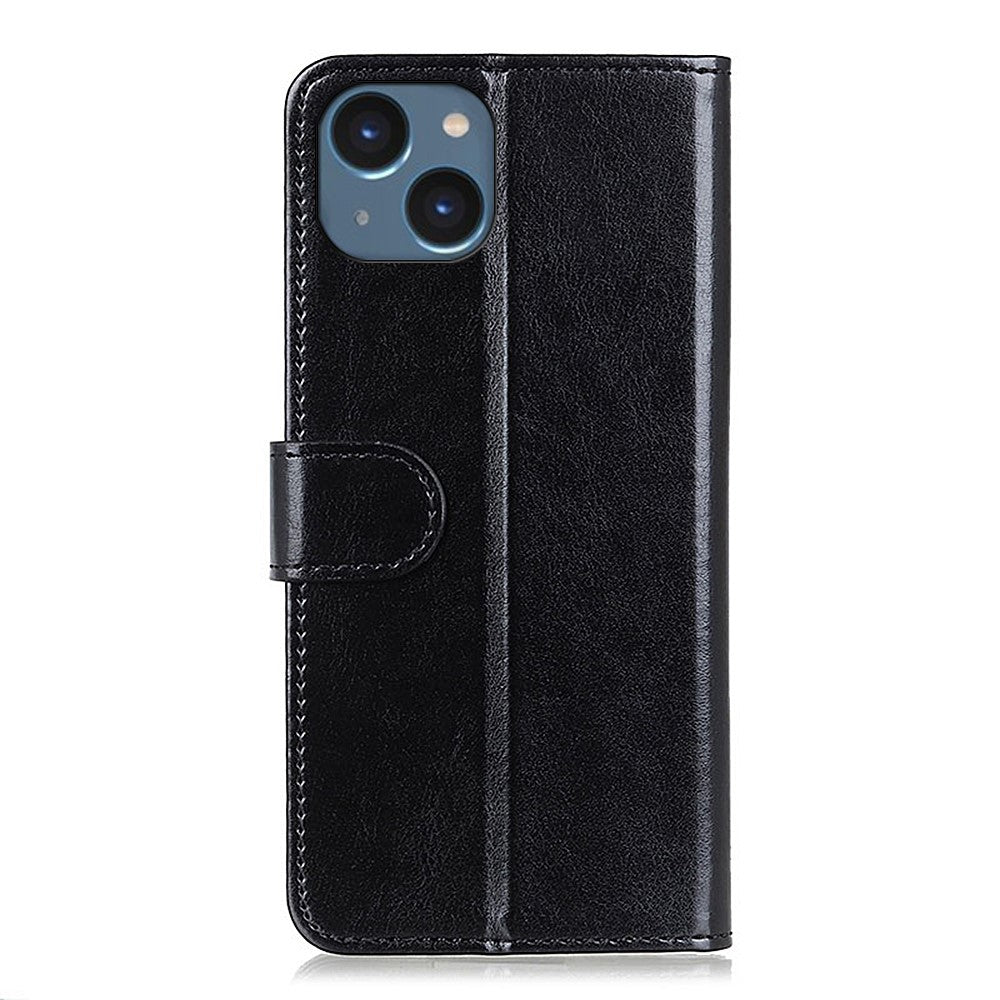 Cell Phone Case Wallet for iPhone 15 , Anti-Scratch Crazy Horse Texture PU Leather Stand Phone Cover