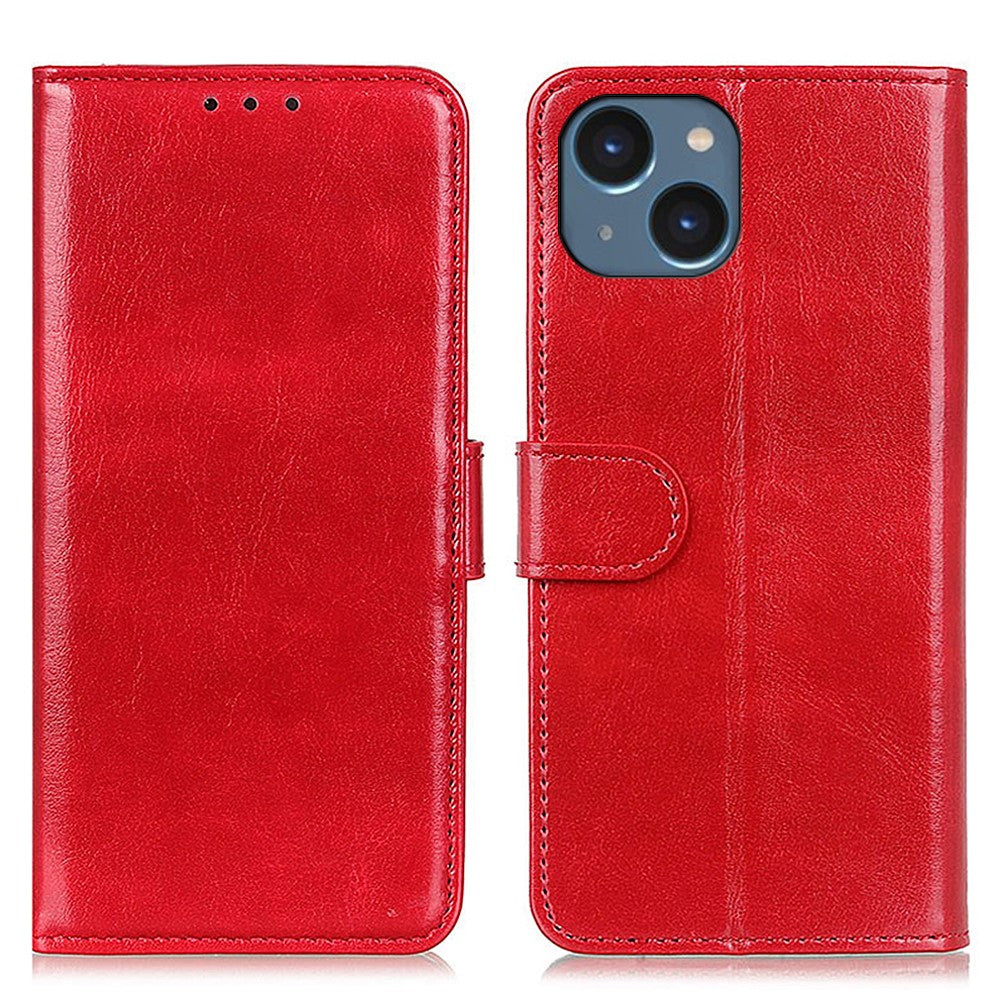 Cell Phone Case Wallet for iPhone 15 , Anti-Scratch Crazy Horse Texture PU Leather Stand Phone Cover