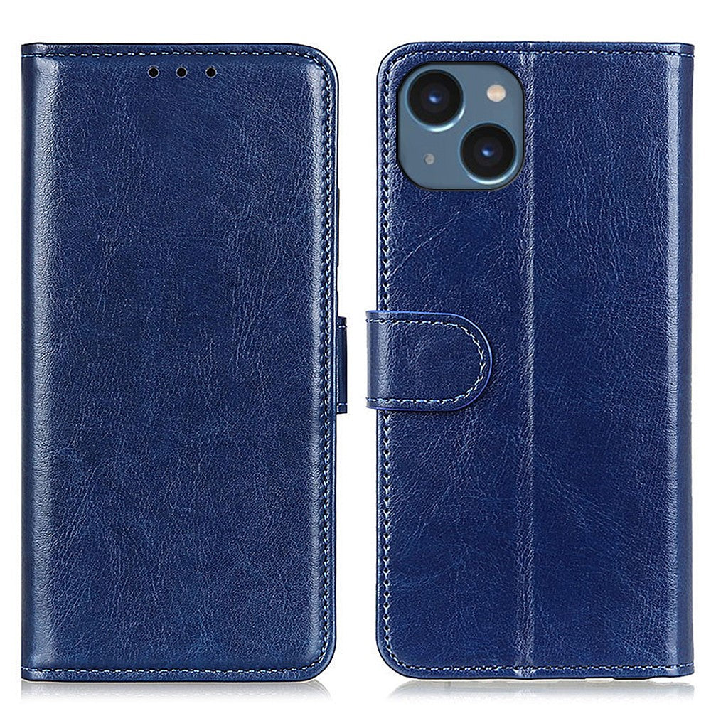 Cell Phone Case Wallet for iPhone 15 , Anti-Scratch Crazy Horse Texture PU Leather Stand Phone Cover