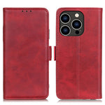 For iPhone 15 Pro Wallet Stand Phone Case Cowhide Texture Full Protection PU Leather Cover Shell