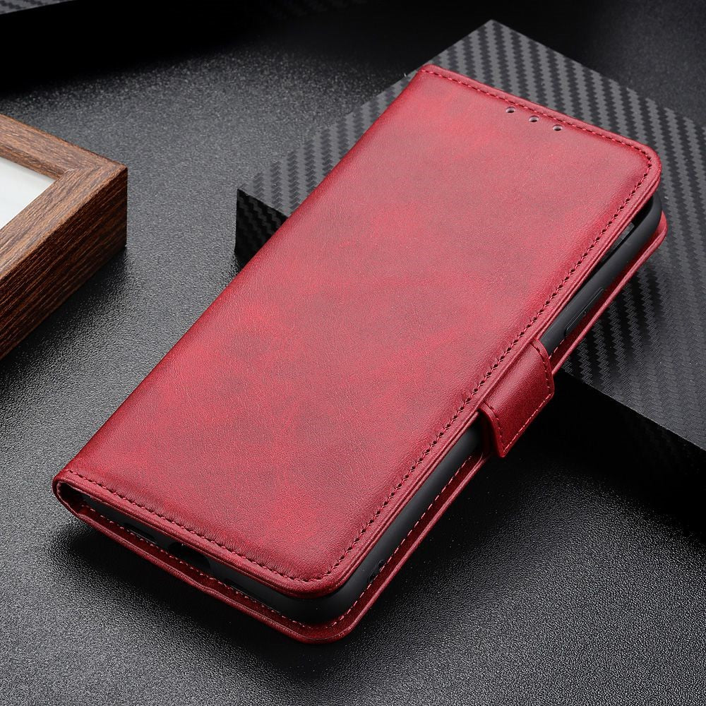 For iPhone 15 Pro Wallet Stand Phone Case Cowhide Texture Full Protection PU Leather Cover Shell
