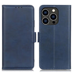 For iPhone 15 Pro Wallet Stand Phone Case Cowhide Texture Full Protection PU Leather Cover Shell