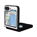 Til Samsung Galaxy Z Flip5 5G telefoncover med kulfibertekstur, PU-læder + PC beskyttelsescover