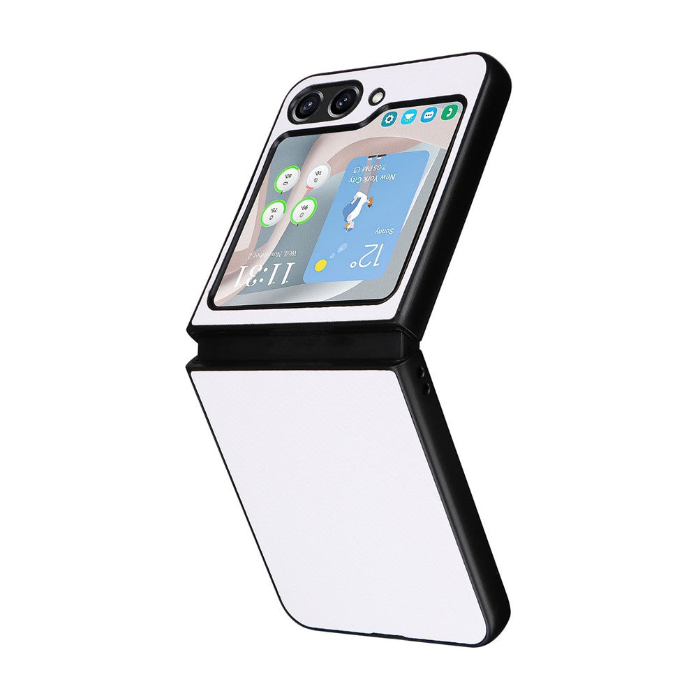 Til Samsung Galaxy Z Flip5 5G telefoncover med kulfibertekstur, PU-læder + PC beskyttelsescover