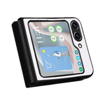 Til Samsung Galaxy Z Flip5 5G telefoncover med kulfibertekstur, PU-læder + PC beskyttelsescover