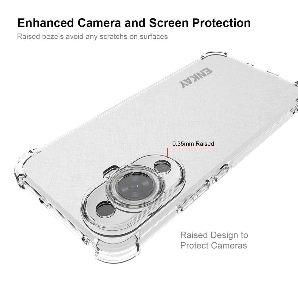 ENKAY HAT PRINCE For Huawei nova 11 / nova 12s 4G / nova 12 Lite 4G Soft TPU Case Anti-Slip Strip Edge Thickened Corners Clear Cover