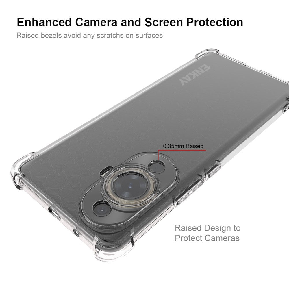 ENKAY HAT PRINCE För Huawei Nova 11 Pro / 11 Ultra Mobilmobilskal Halkfri Randig Kant Genomskinligt mobilskal