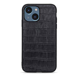 For iPhone 15 Dustproof Genuine Cow Leather+TPU+PC Phone Case Crocodile Texture Phone Cover
