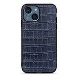 For iPhone 15 Dustproof Genuine Cow Leather+TPU+PC Phone Case Crocodile Texture Phone Cover