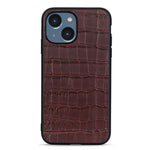 For iPhone 15 Dustproof Genuine Cow Leather+TPU+PC Phone Case Crocodile Texture Phone Cover