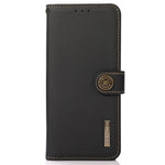 KHAZNEH For iPhone 15 Drop Protection RFID Blocking Wallet Cell Phone Case Genuine Cow Leather Stand Phone Cover