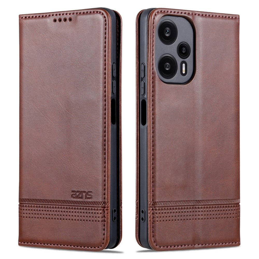 AZNS For Xiaomi Redmi Note 12 Turbo / Poco F5 5G Wallet Phone Case PU Leather Anti-drop Stand Cover