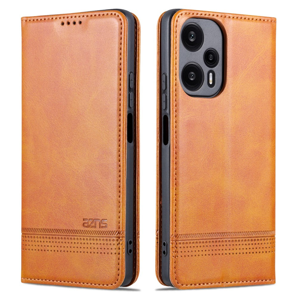AZNS For Xiaomi Redmi Note 12 Turbo / Poco F5 5G Wallet Phone Case PU Leather Anti-drop Stand Cover