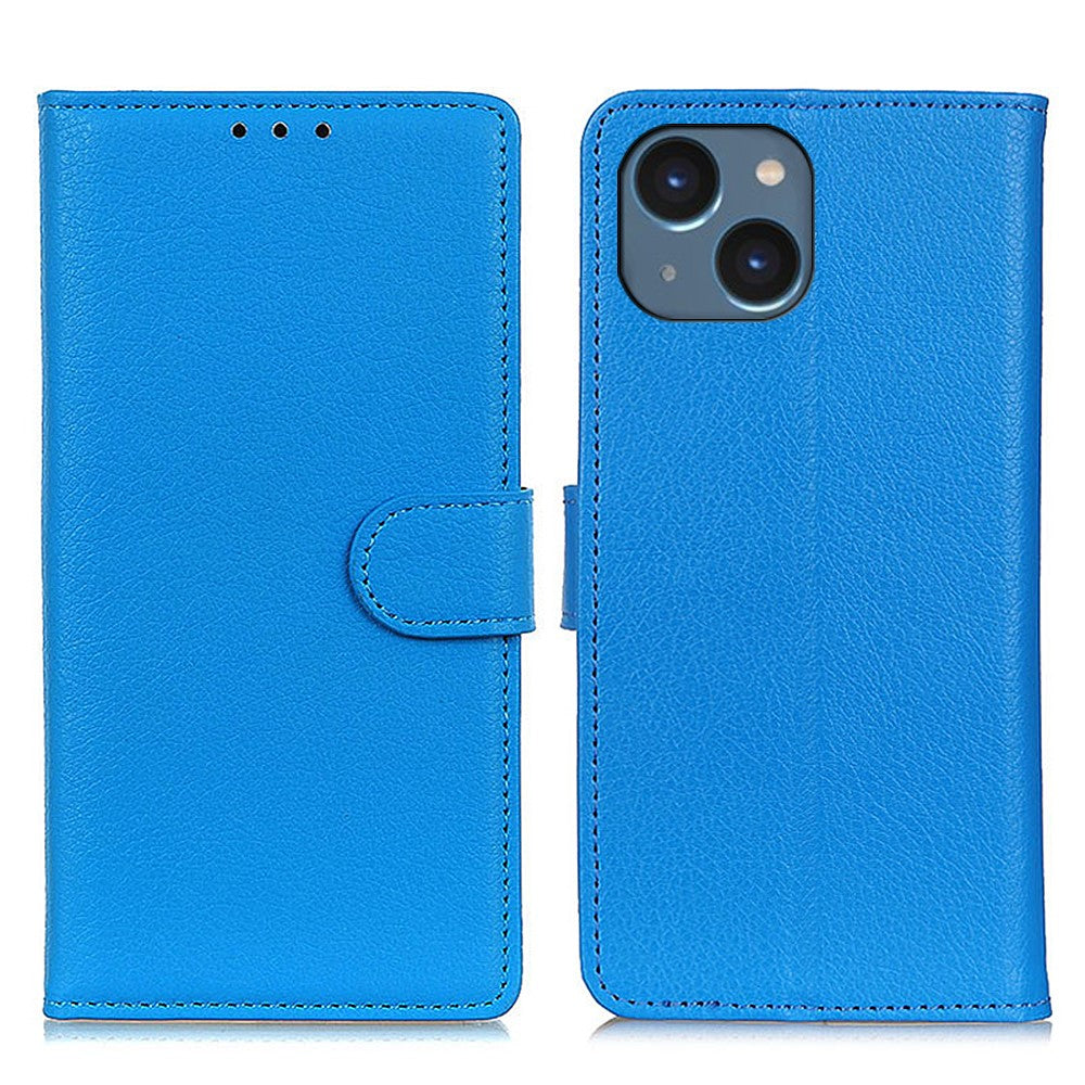For iPhone 15 Anti-Scratch Litchi Texture Phone Case Wallet Stand PU Leather Protective Shell