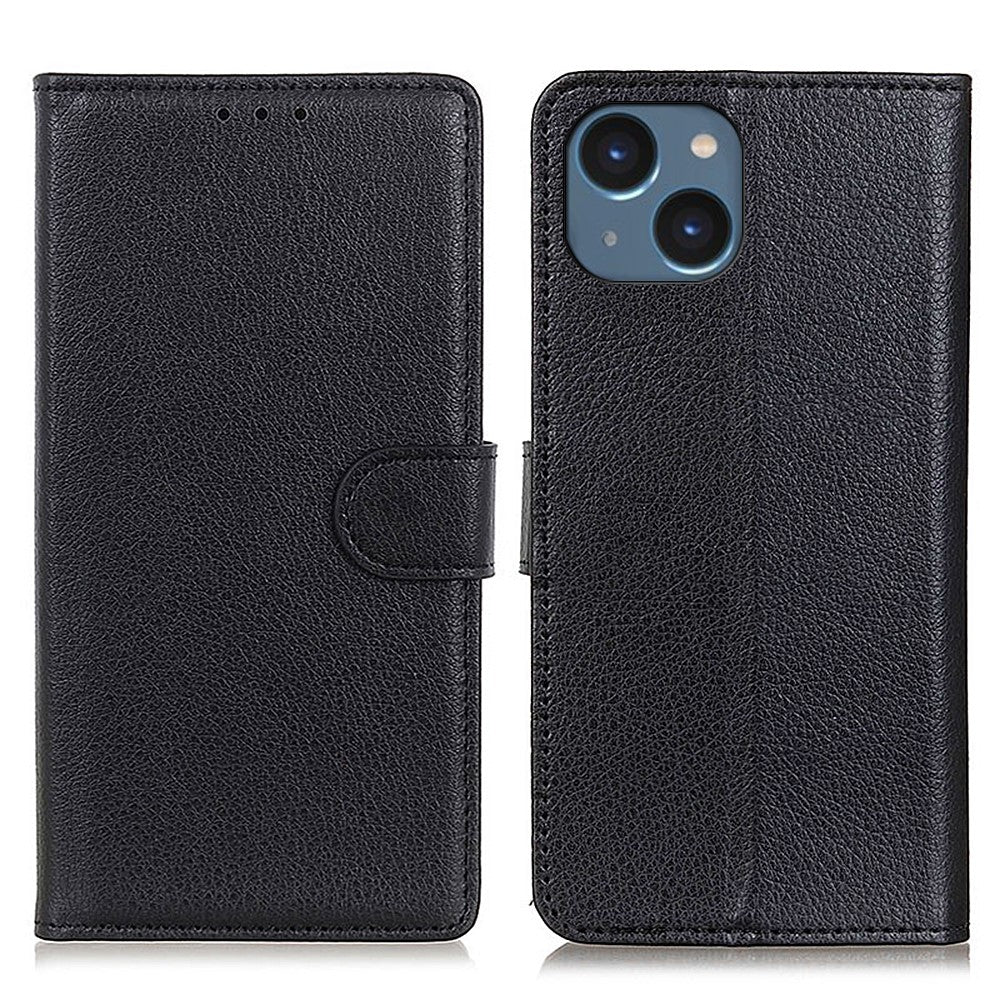 For iPhone 15 Anti-Scratch Litchi Texture Phone Case Wallet Stand PU Leather Protective Shell