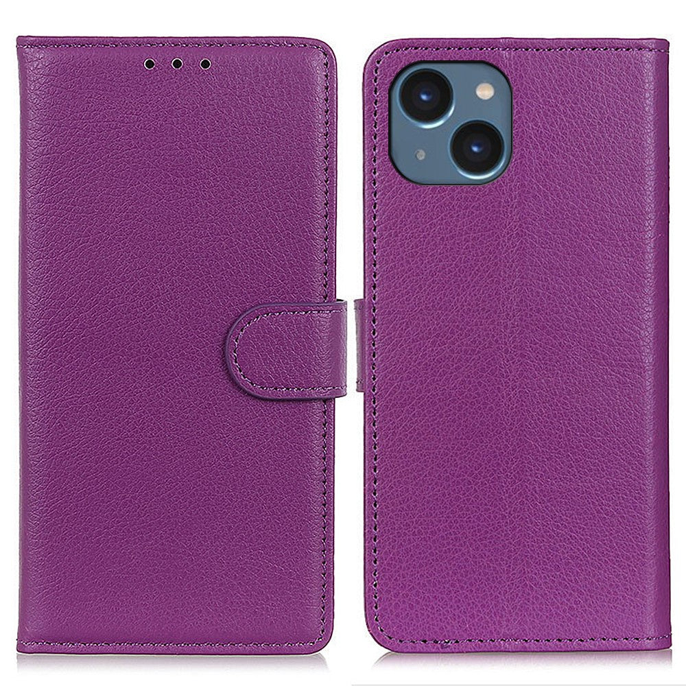 For iPhone 15 Anti-Scratch Litchi Texture Phone Case Wallet Stand PU Leather Protective Shell