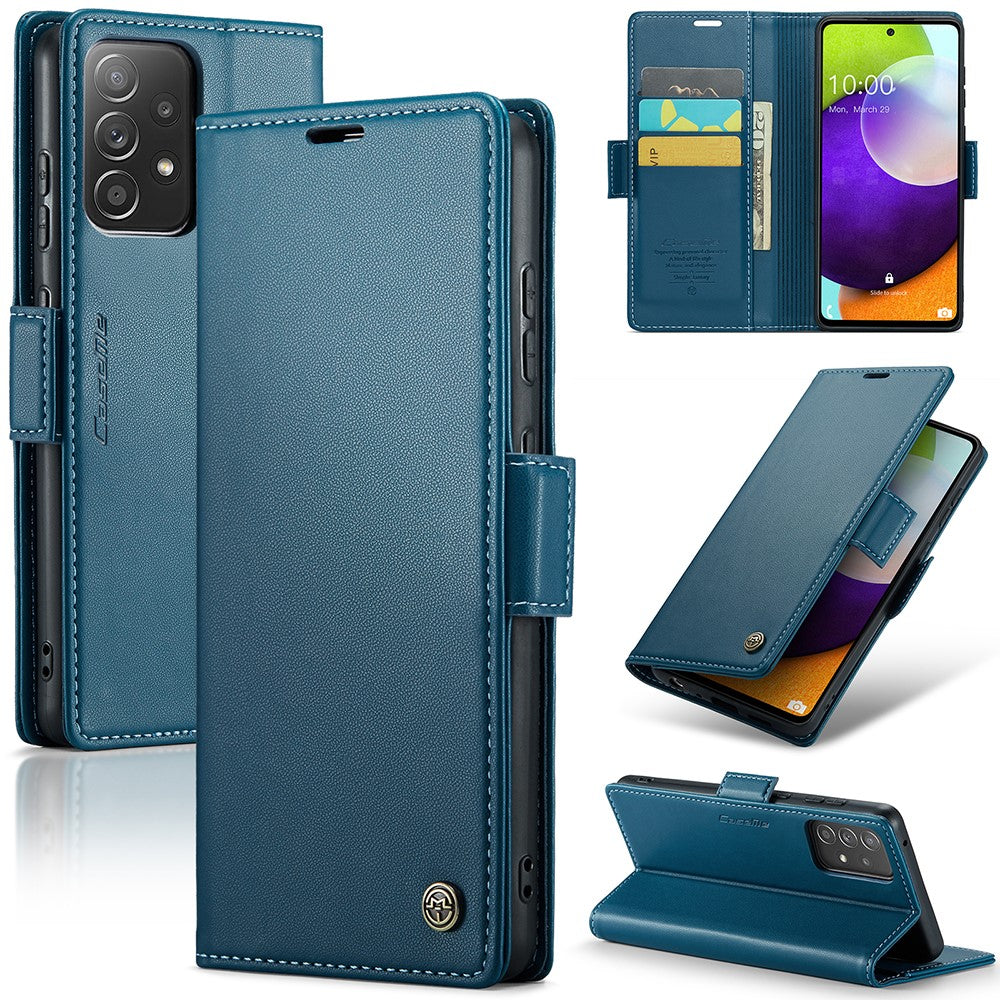 For Samsung Galaxy A52 4G / A52s 5G / A52 5G Leather Case CASEME 023 RFID Blocking 3 Card Slot Mobile Cover