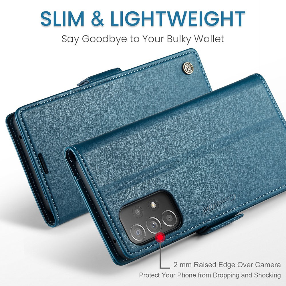 For Samsung Galaxy A52 4G / A52s 5G / A52 5G Leather Case CASEME 023 RFID Blocking 3 Card Slot Mobile Cover