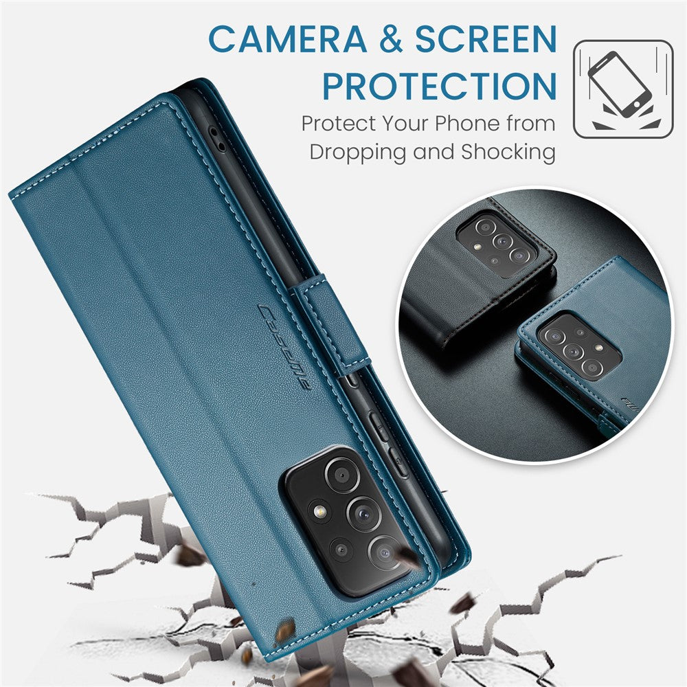 For Samsung Galaxy A52 4G / A52s 5G / A52 5G Leather Case CASEME 023 RFID Blocking 3 Card Slot Mobile Cover