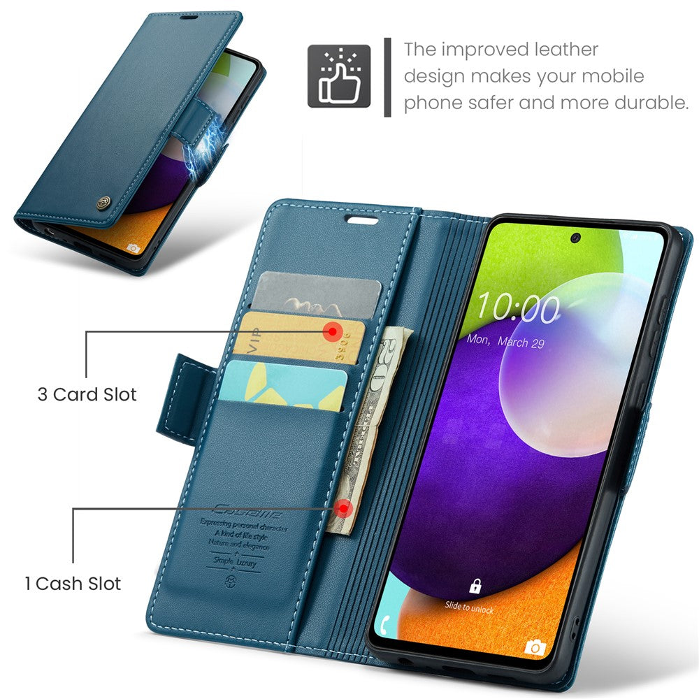 For Samsung Galaxy A52 4G / A52s 5G / A52 5G Leather Case CASEME 023 RFID Blocking 3 Card Slot Mobile Cover