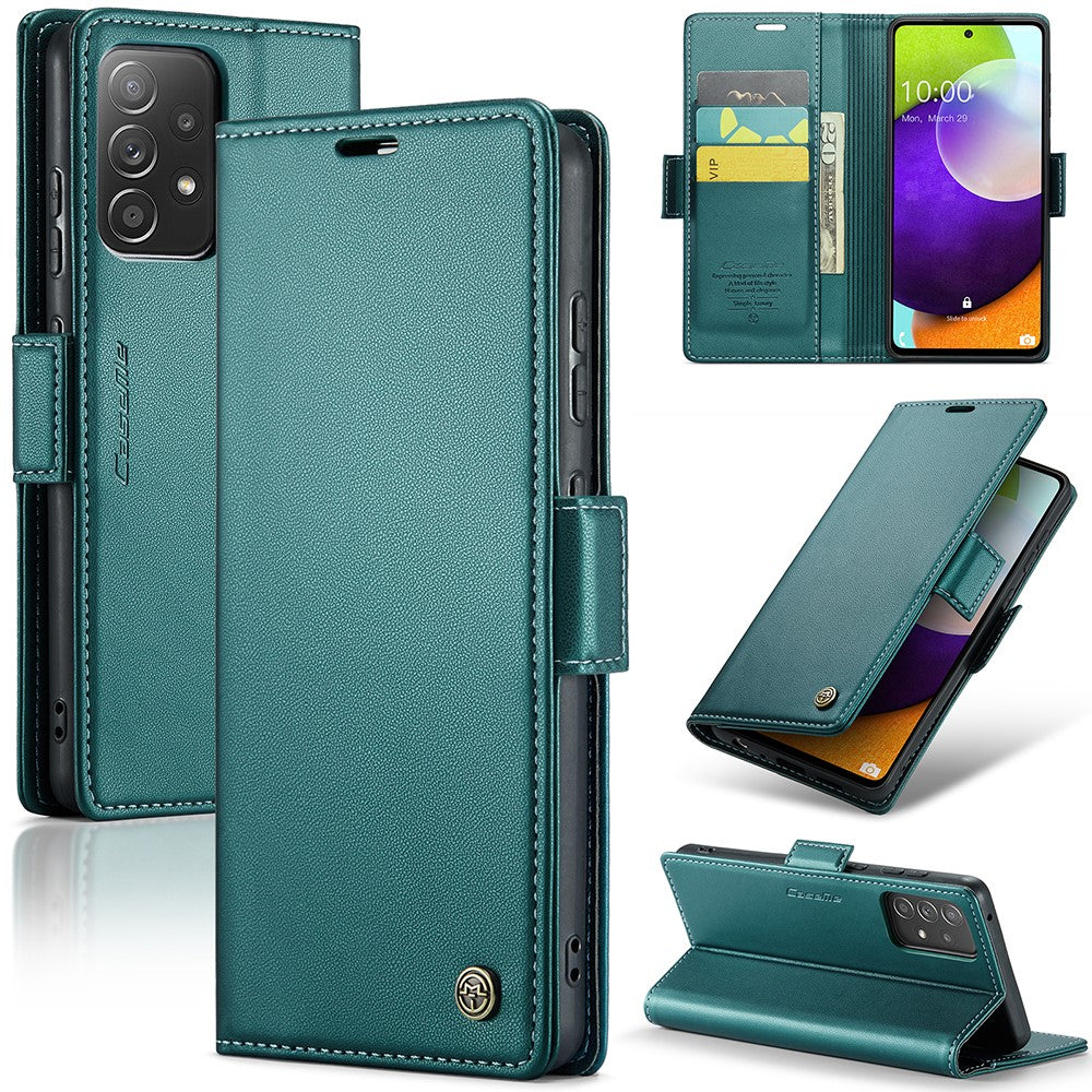 For Samsung Galaxy A52 4G / A52s 5G / A52 5G Leather Case CASEME 023 RFID Blocking 3 Card Slot Mobile Cover