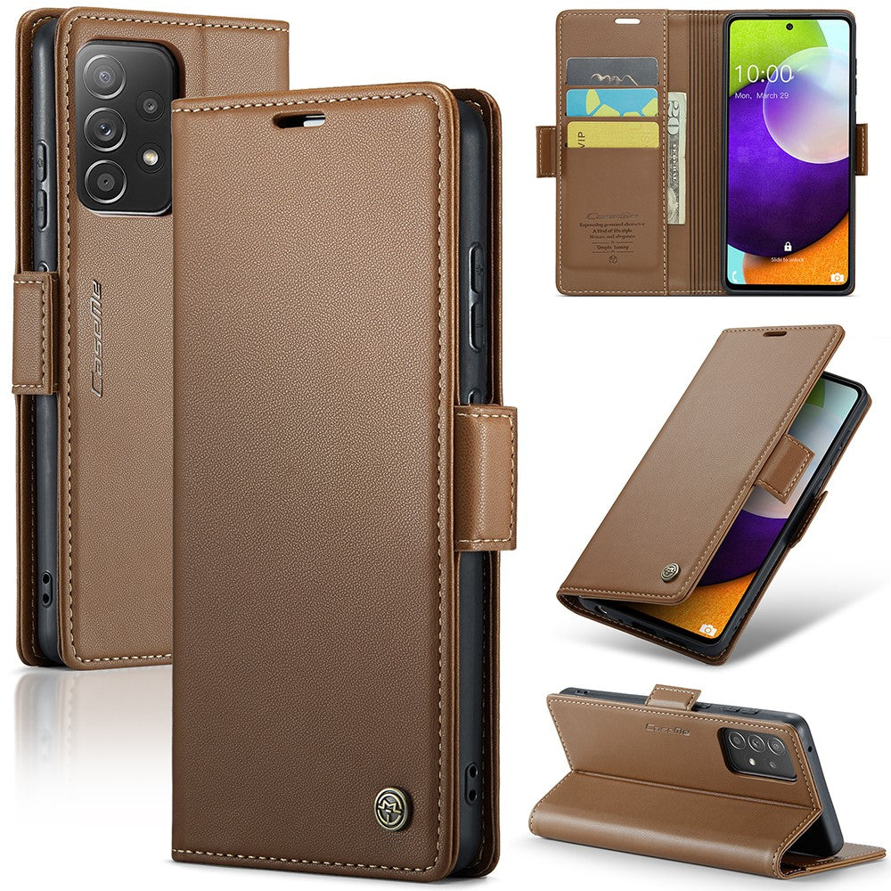For Samsung Galaxy A52 4G / A52s 5G / A52 5G Leather Case CASEME 023 RFID Blocking 3 Card Slot Mobile Cover