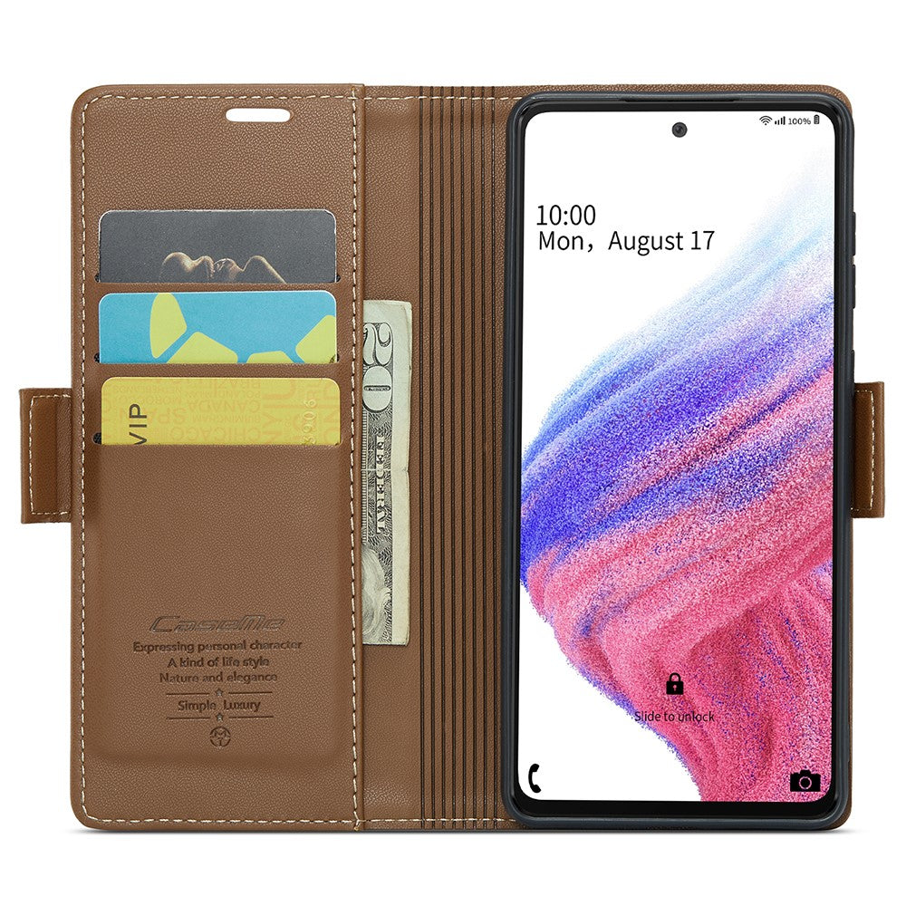For Samsung Galaxy A53 5G Leather Case CASEME 023 RFID Blocking 3 Card Slot Mobile Cover