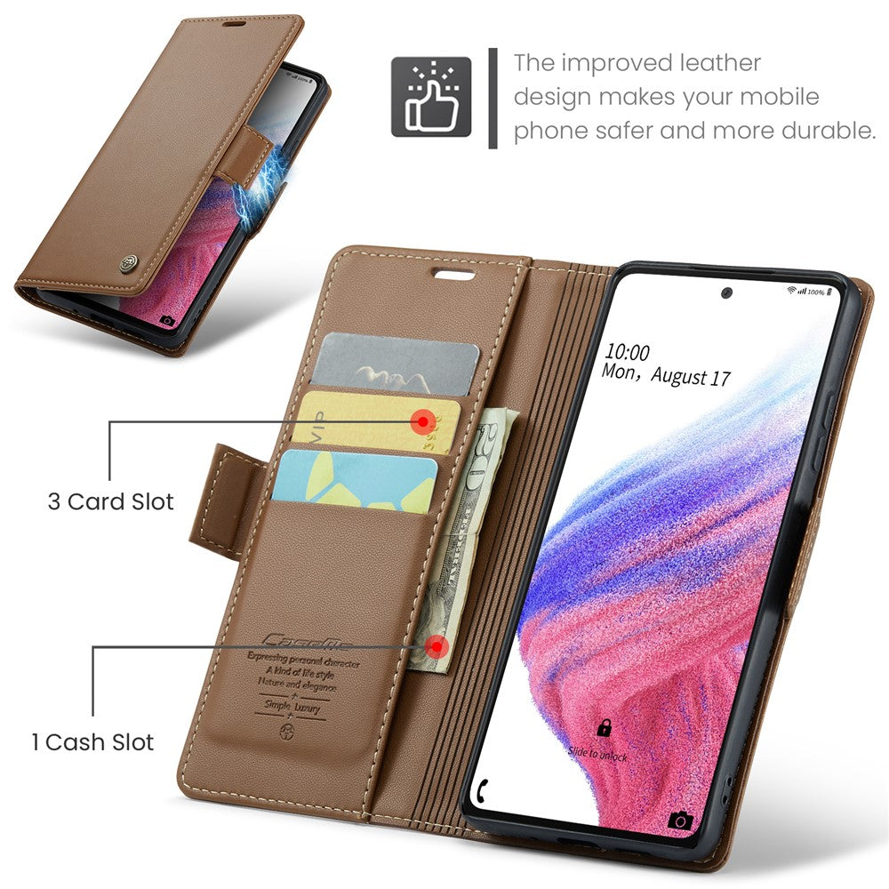 For Samsung Galaxy A53 5G Leather Case CASEME 023 RFID Blocking 3 Card Slot Mobile Cover
