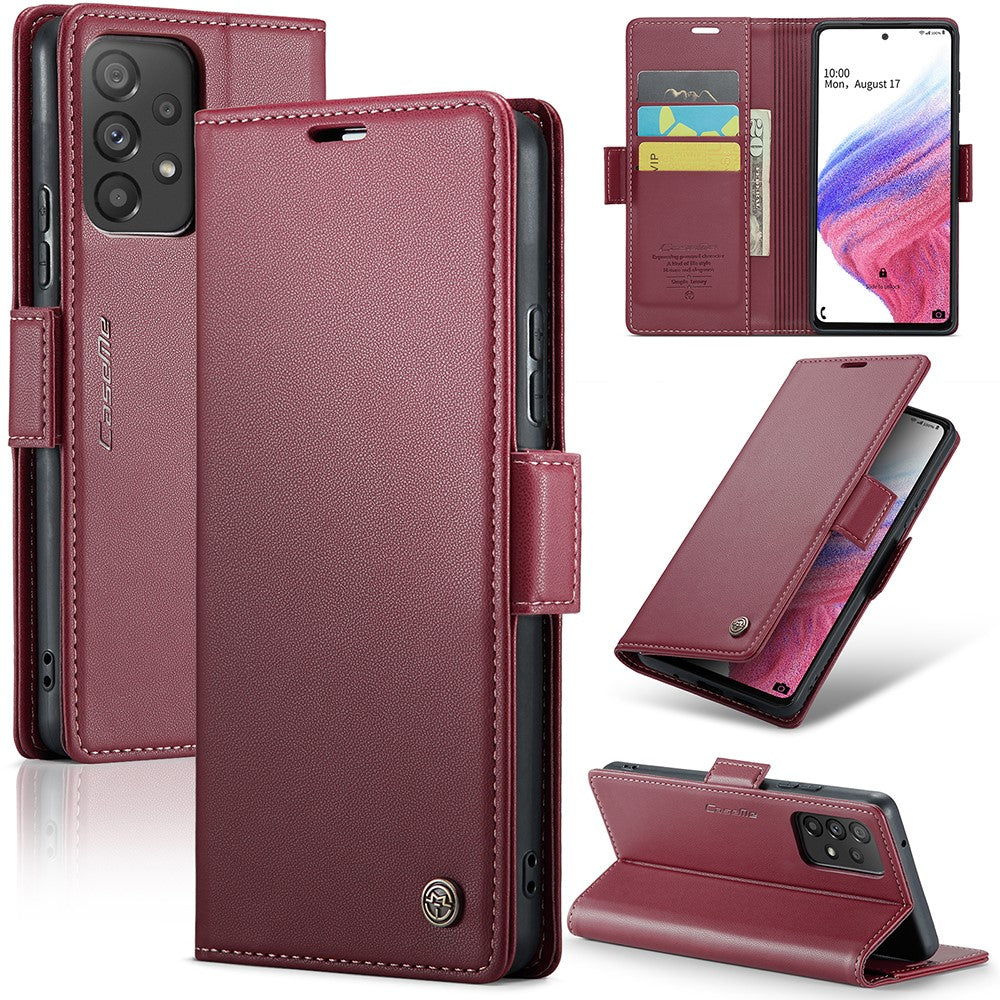 For Samsung Galaxy A53 5G Leather Case CASEME 023 RFID Blocking 3 Card Slot Mobile Cover