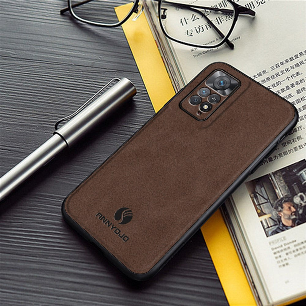 ANNYOJO For Xiaomi Redmi Note 11 Pro 4G (Mediatek) / Note 11 Pro 5G (Qualcomm) PU Leather+PC+TPU Phone Protector Case with Car Mount Metal Sheet