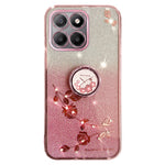 KADEM For Honor X8 5G / X6 4G / 70 Lite 5G Ring Kickstand TPU Case Gradient Glitter Flower Pattern Phone Cover