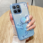 KADEM For Honor X8 5G / X6 4G / 70 Lite 5G Ring Kickstand TPU Case Gradient Glitter Flower Pattern Phone Cover