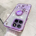 KADEM For Honor X8 5G / X6 4G / 70 Lite 5G Ring Kickstand TPU Case Gradient Glitter Flower Pattern Phone Cover