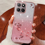 KADEM For Honor X8 5G / X6 4G / 70 Lite 5G Rhinsten Blomst Telefoncover Glitter Gradient TPU Cover